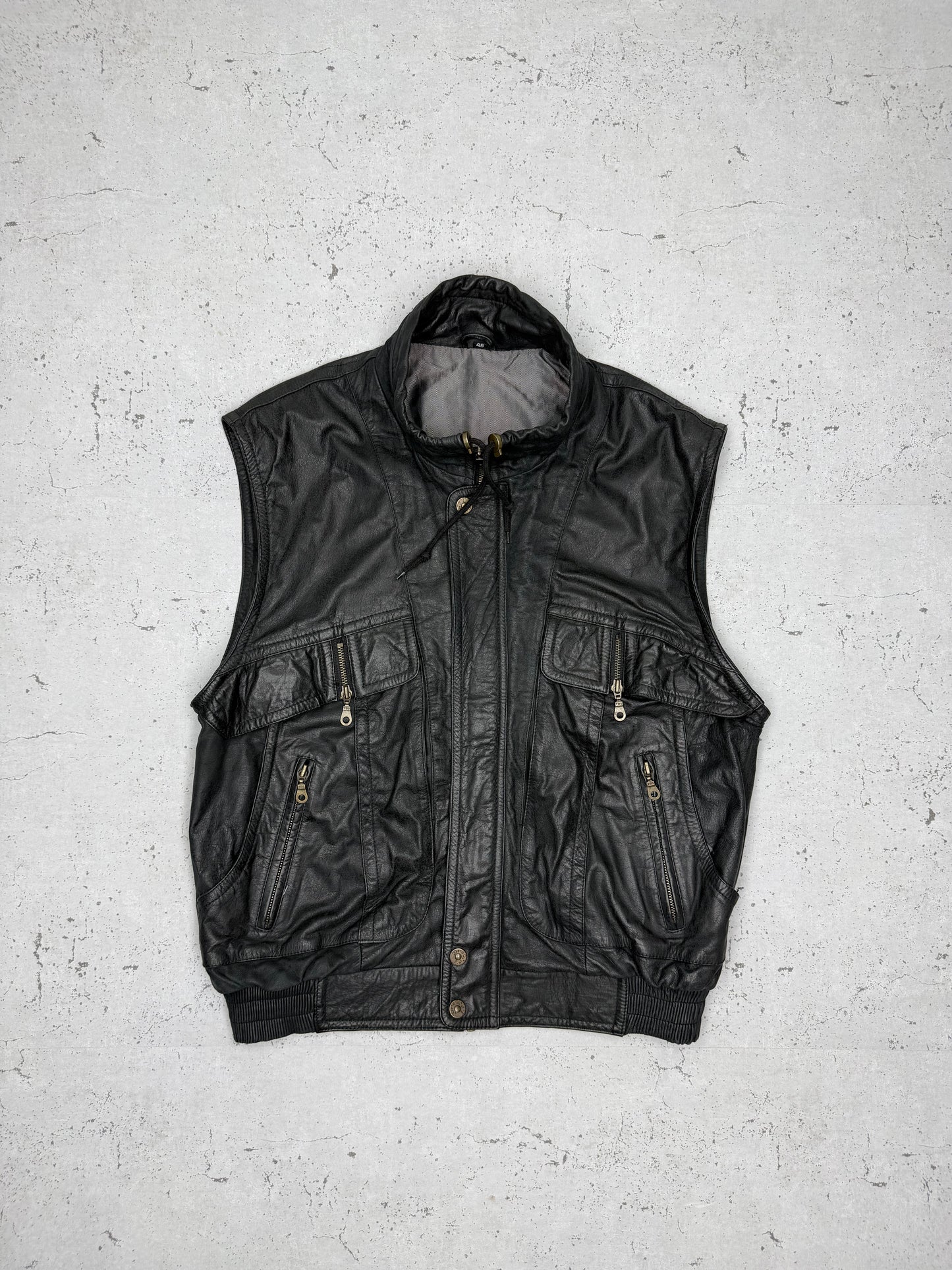 Trapper Vintage Y2K Lederweste Streetwear 48 M