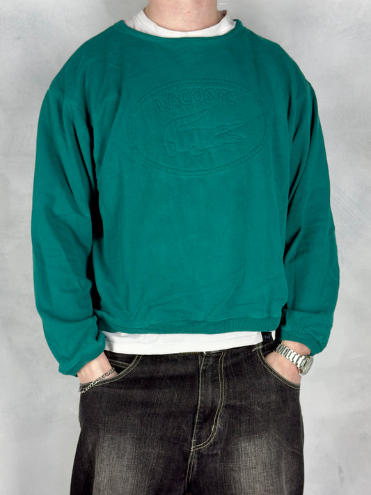 Lacoste vintage 90s big Logo Sweatshirt Knitwear grün S