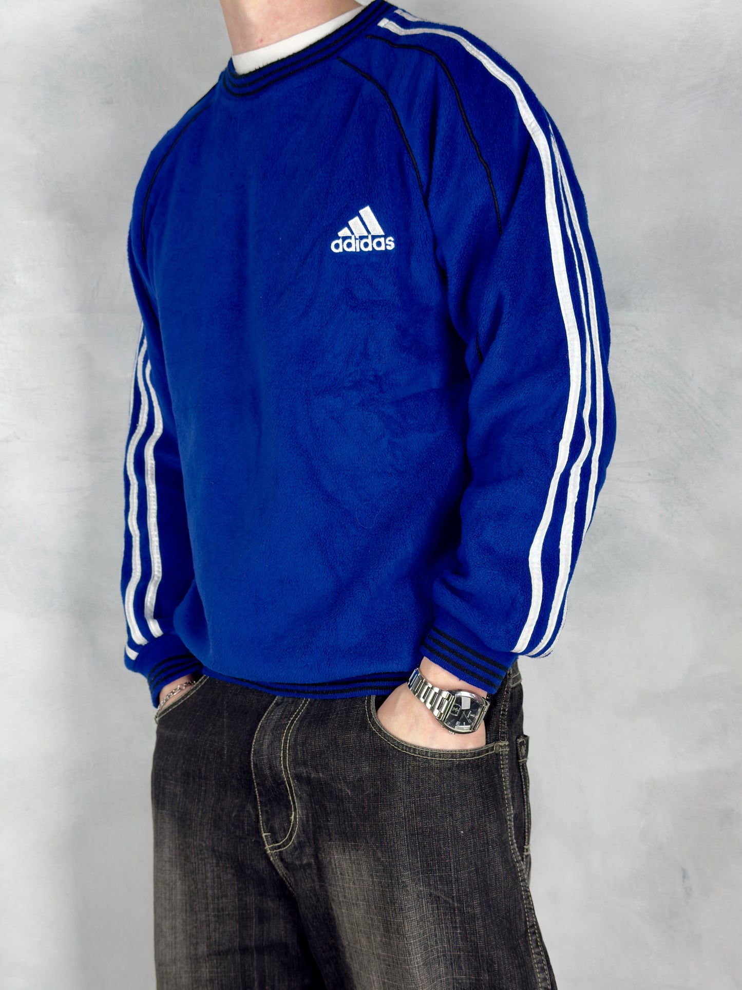 Adidas vintage Fleece Sweatshirt Sweater blau L