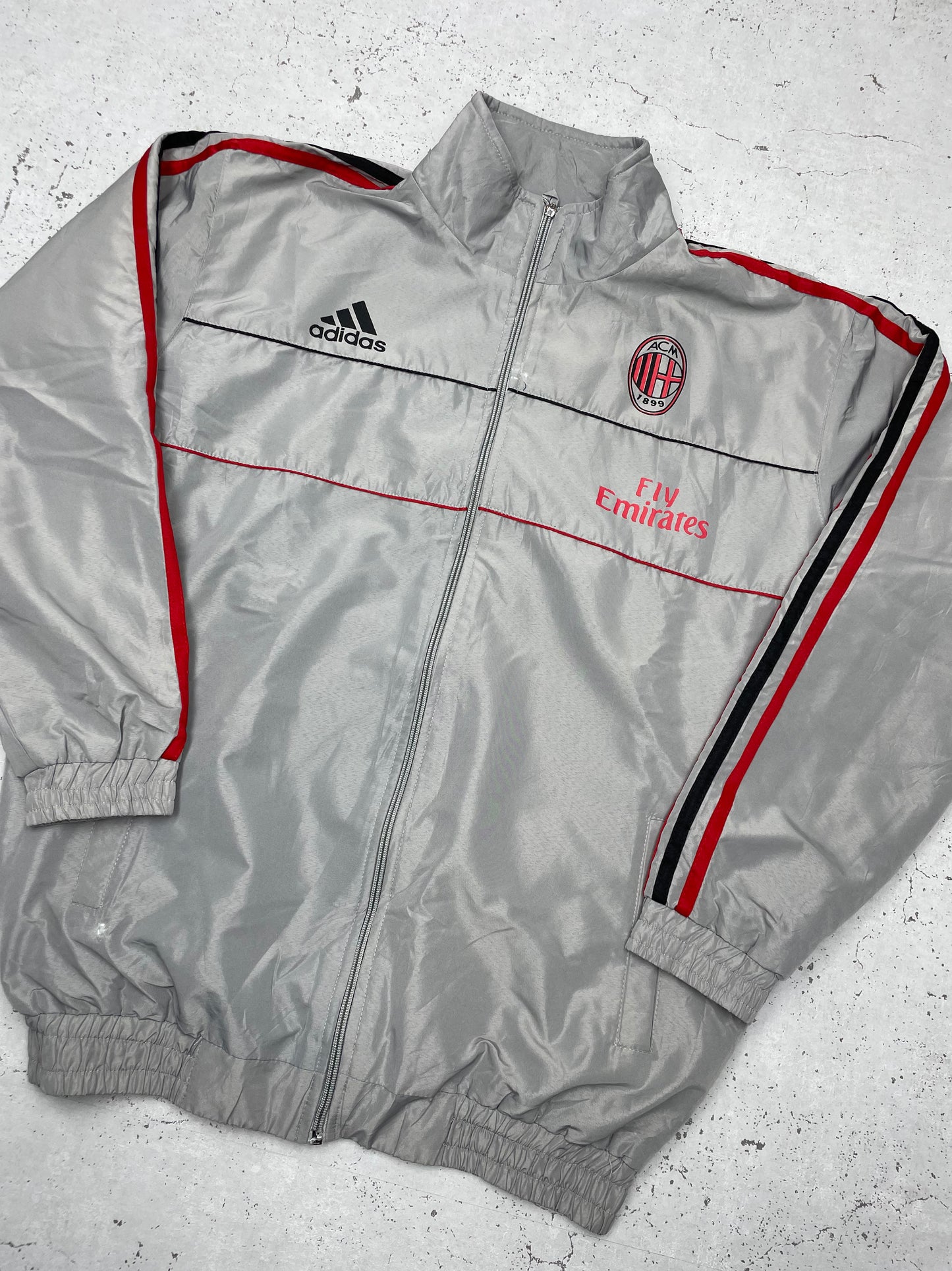 Adidas x AC Milan vintage Trackjacket gefütterte Jacke grau rot M