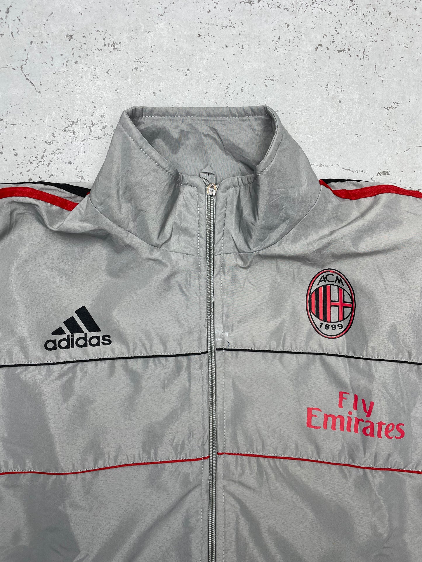 Adidas x AC Milan vintage Trackjacket gefütterte Jacke grau rot M