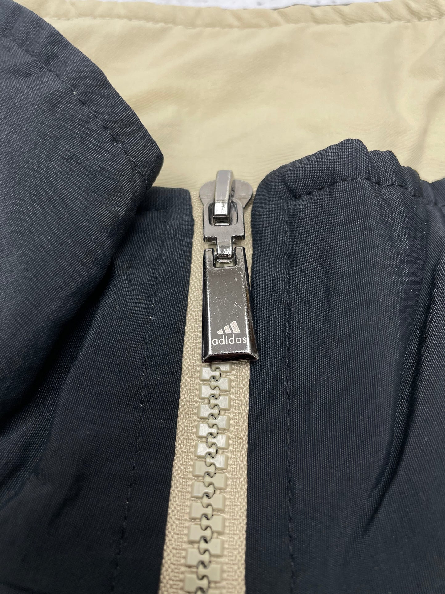 Adidas vintage Trackjacket Zipper Jacke beige schwarz L