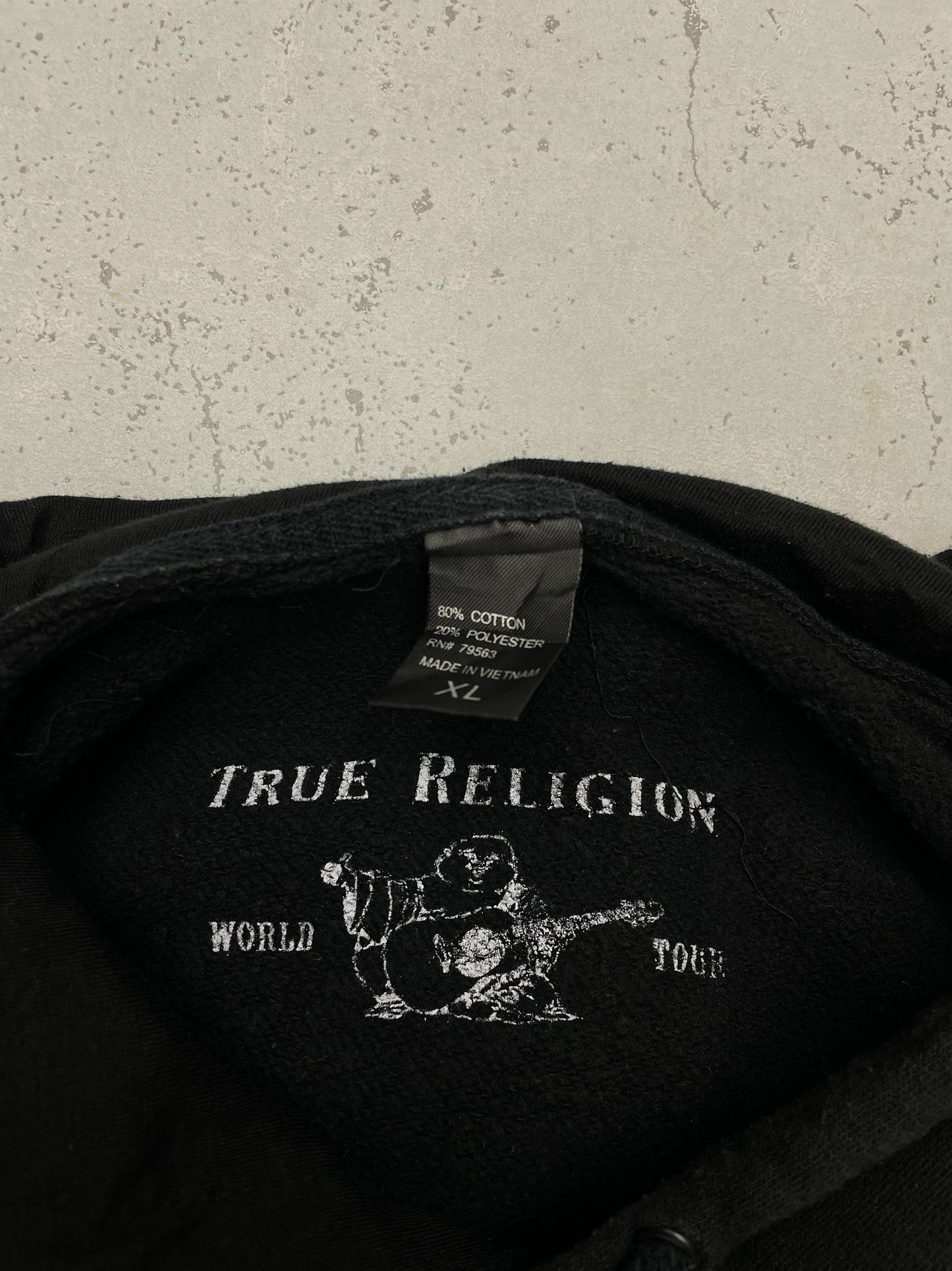 True Religion vintage Hoodie Pullover schwarz XL