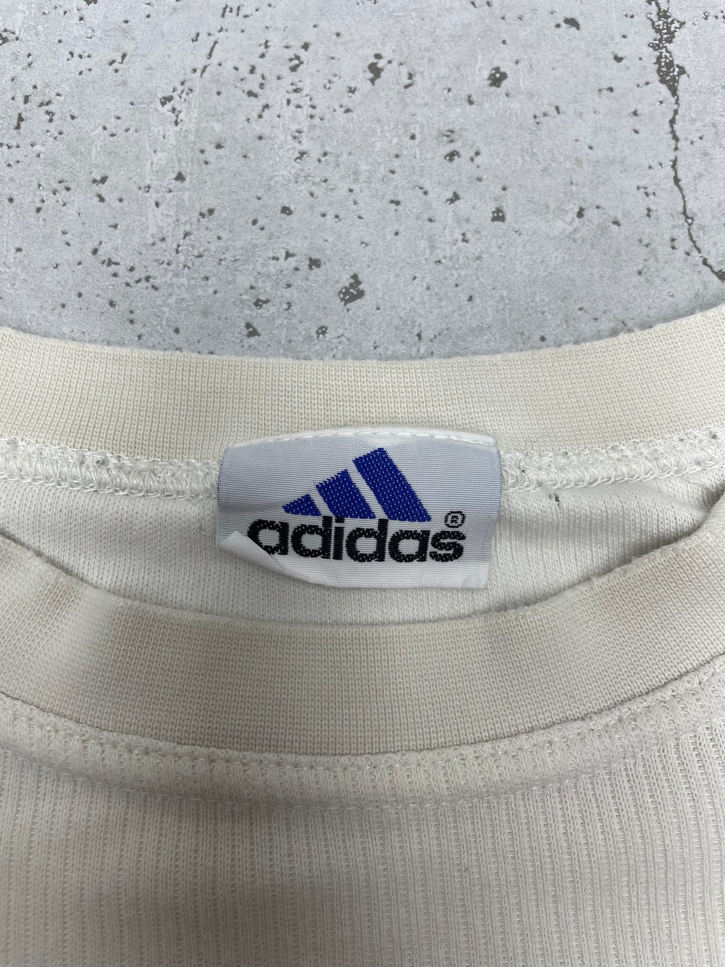 Adidas vintage dünner Sweatshirt langarm Shirt weiß blau M