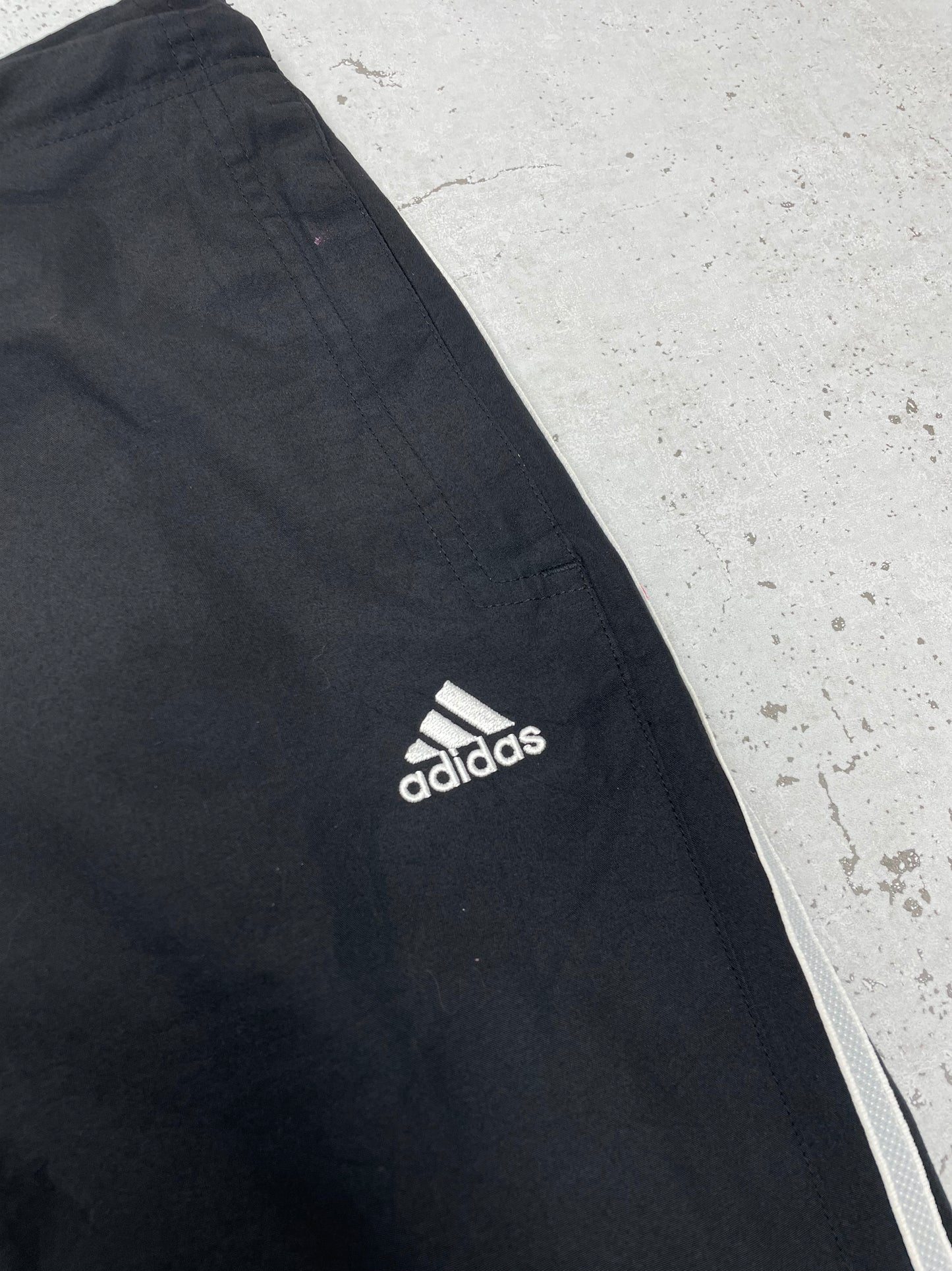 Adidas vintage Trackpants Jogginghose Baggy Fit stacked schwarz L