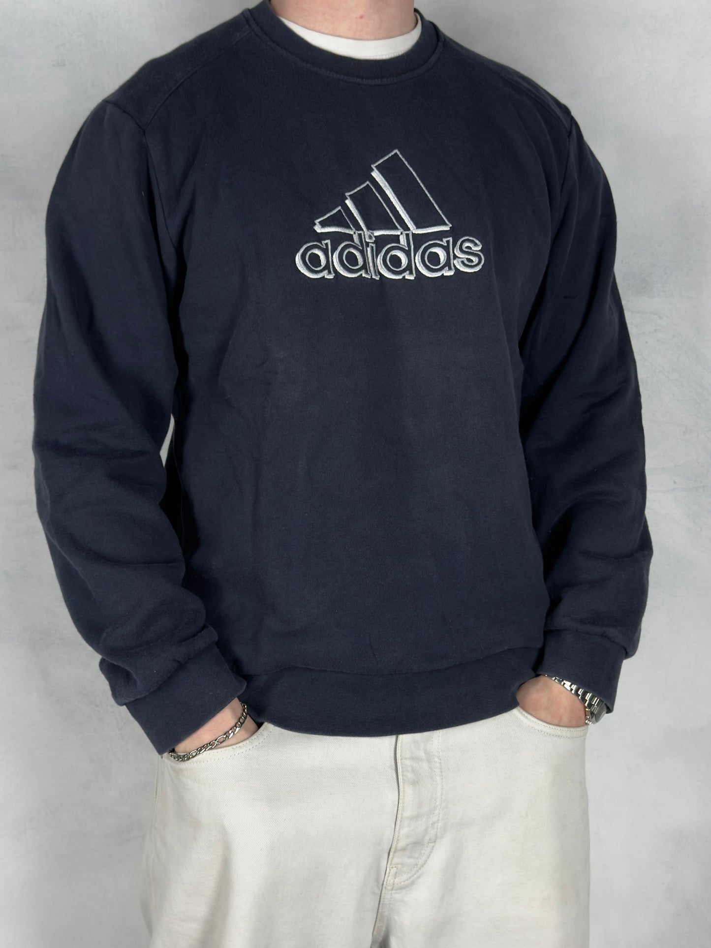 Adidas vintage big logo Sweatshirt Crewneck blau M
