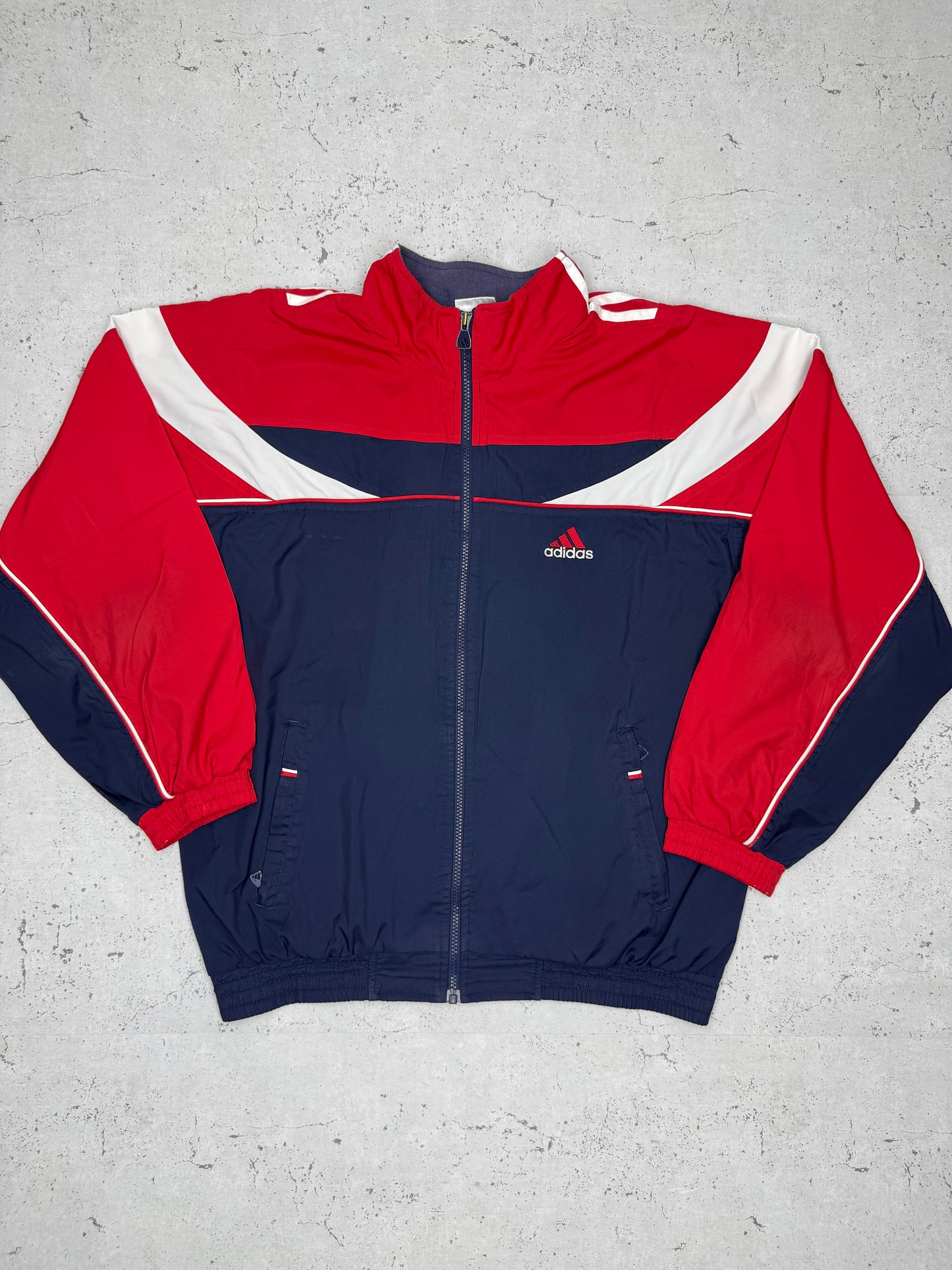 Adidas vintage Trackjacket Windbreaker Jacke blau rot L