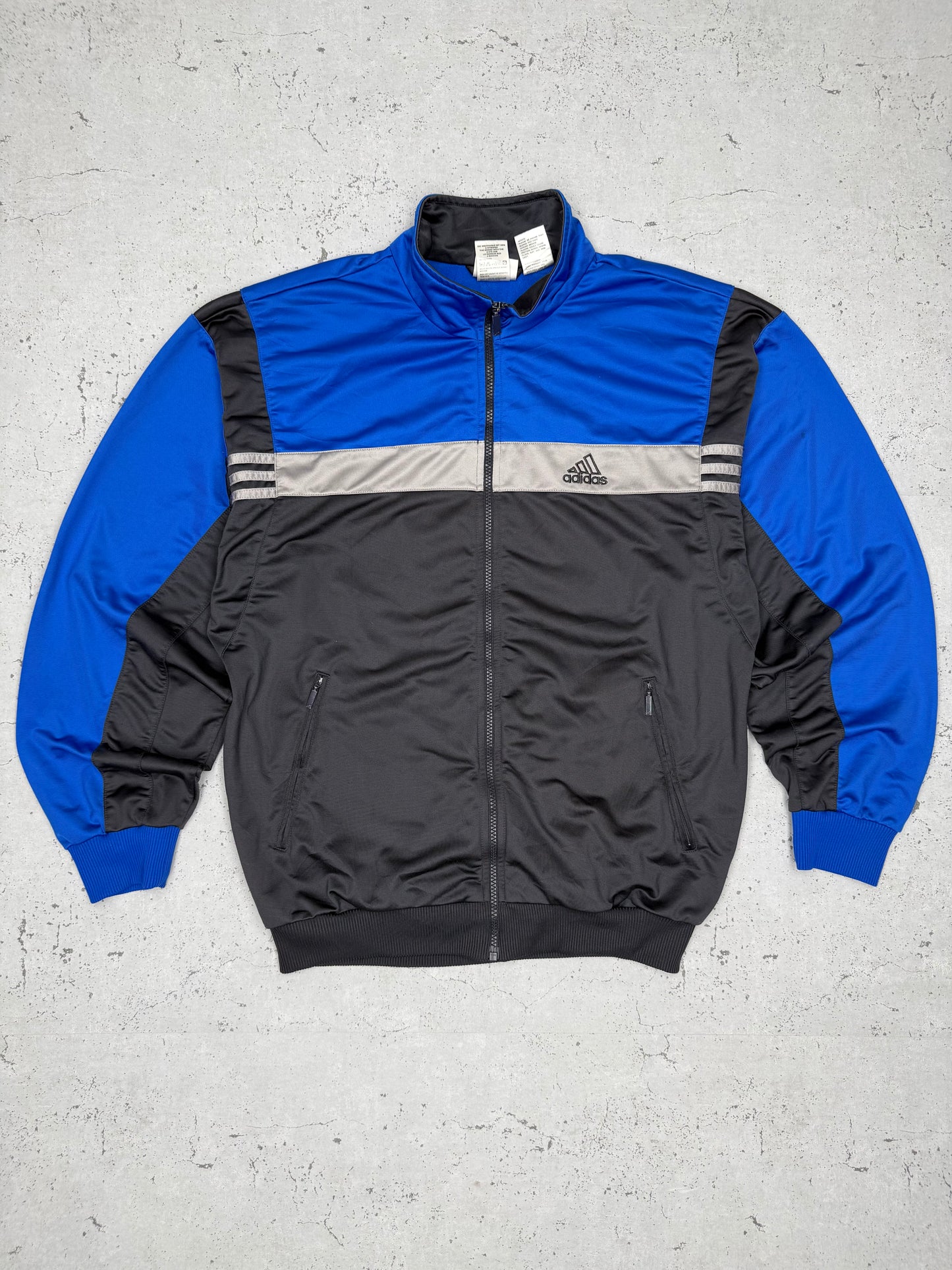 Adidas vintage big Logo Trackjacket Zipper Jacke blau schwarz L