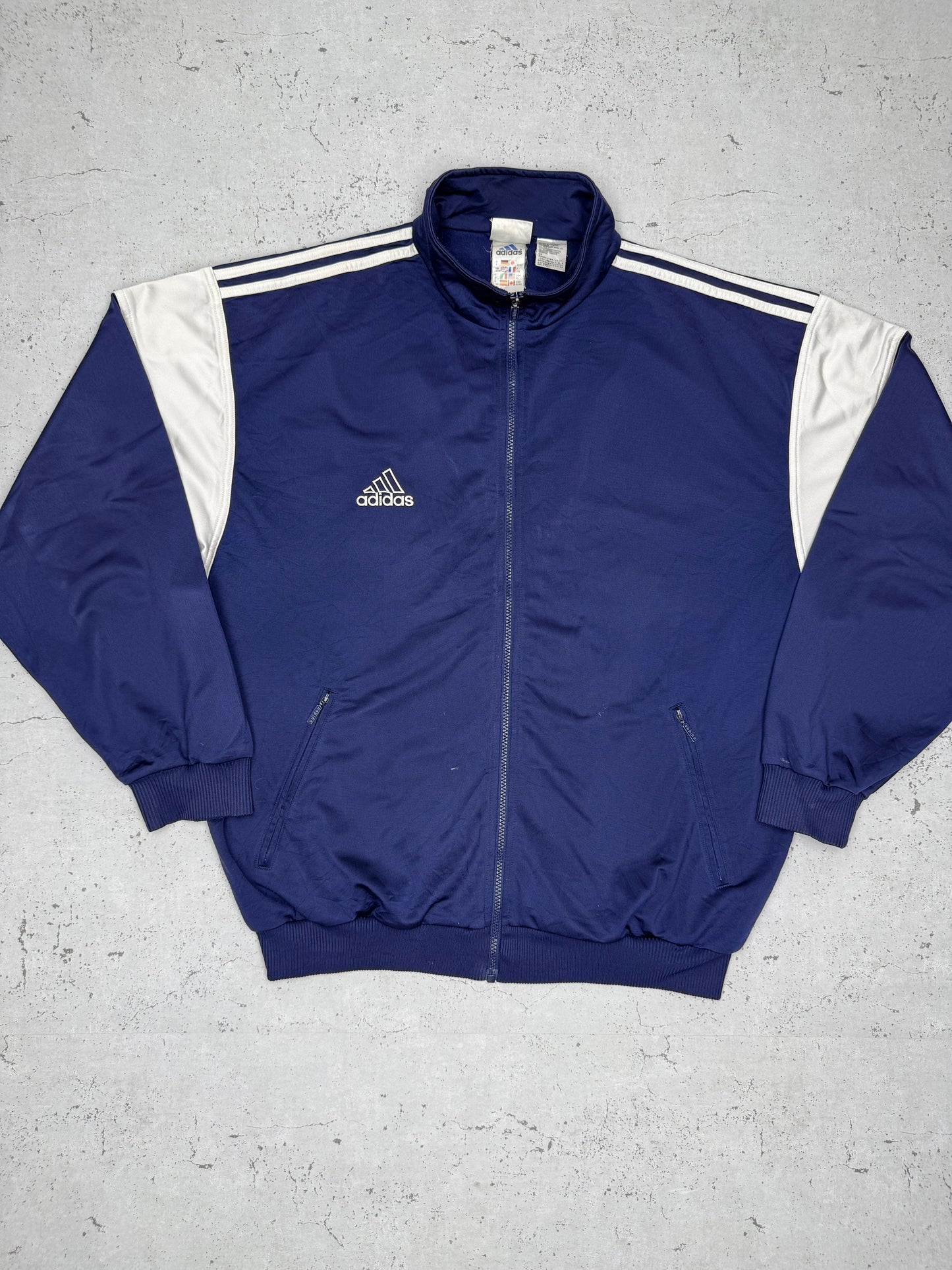 Adidas vintage Zipper Trackjacket Jacke blau weiß XL