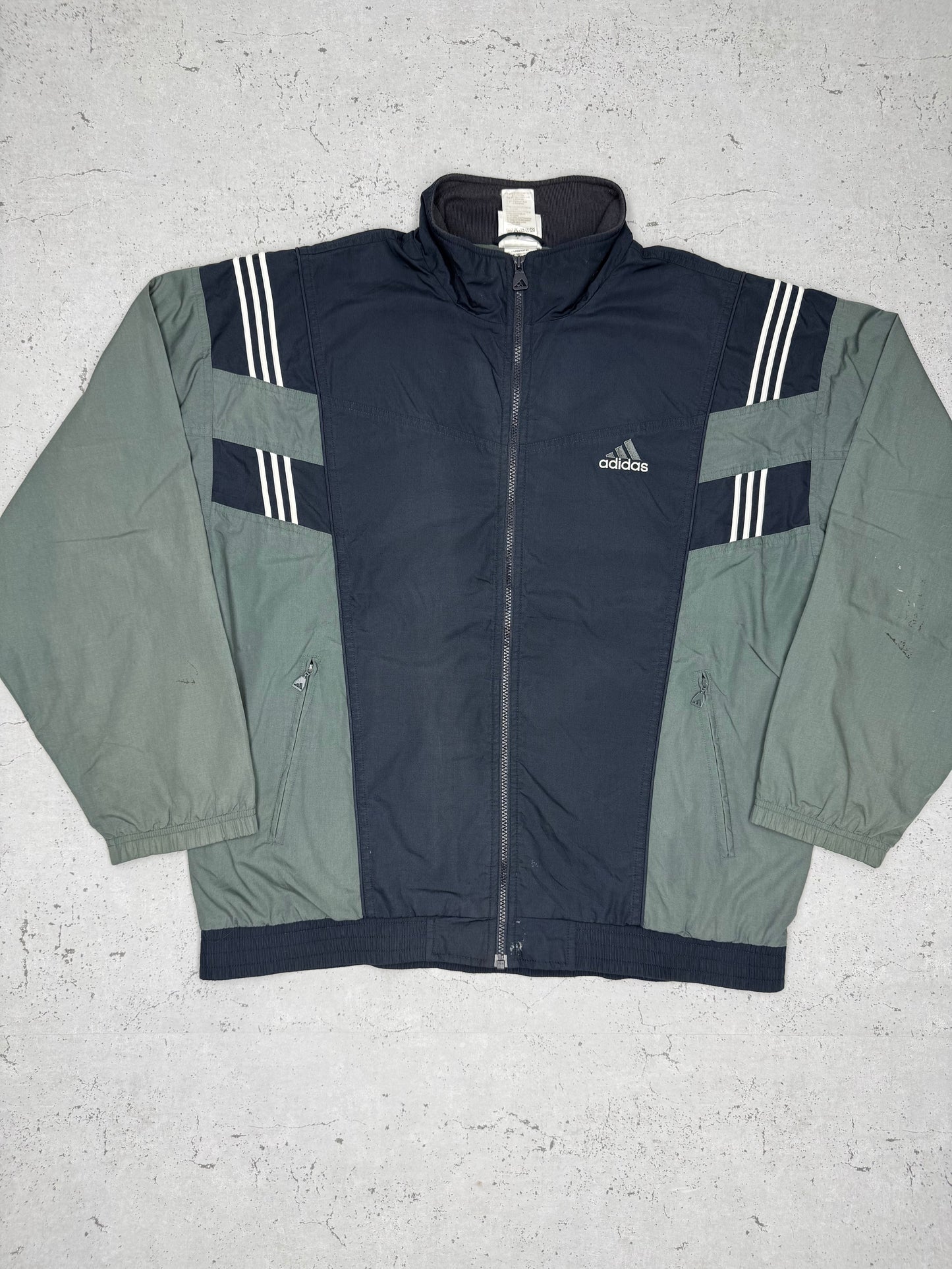 Adidas vintage Trackjacket Jacke Zipper grün blau XL