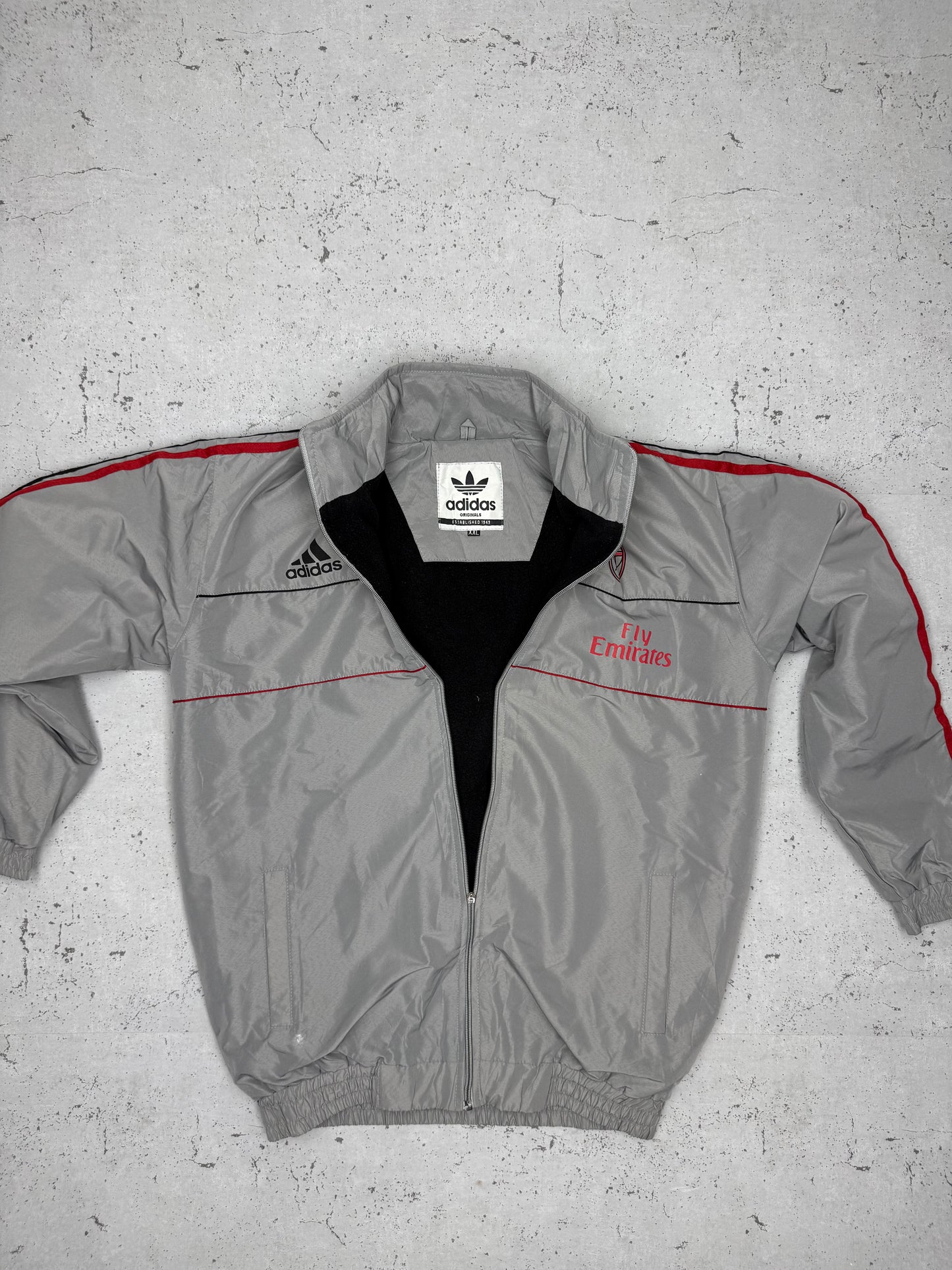 Adidas x AC Milan vintage Trackjacket gefütterte Jacke grau rot M