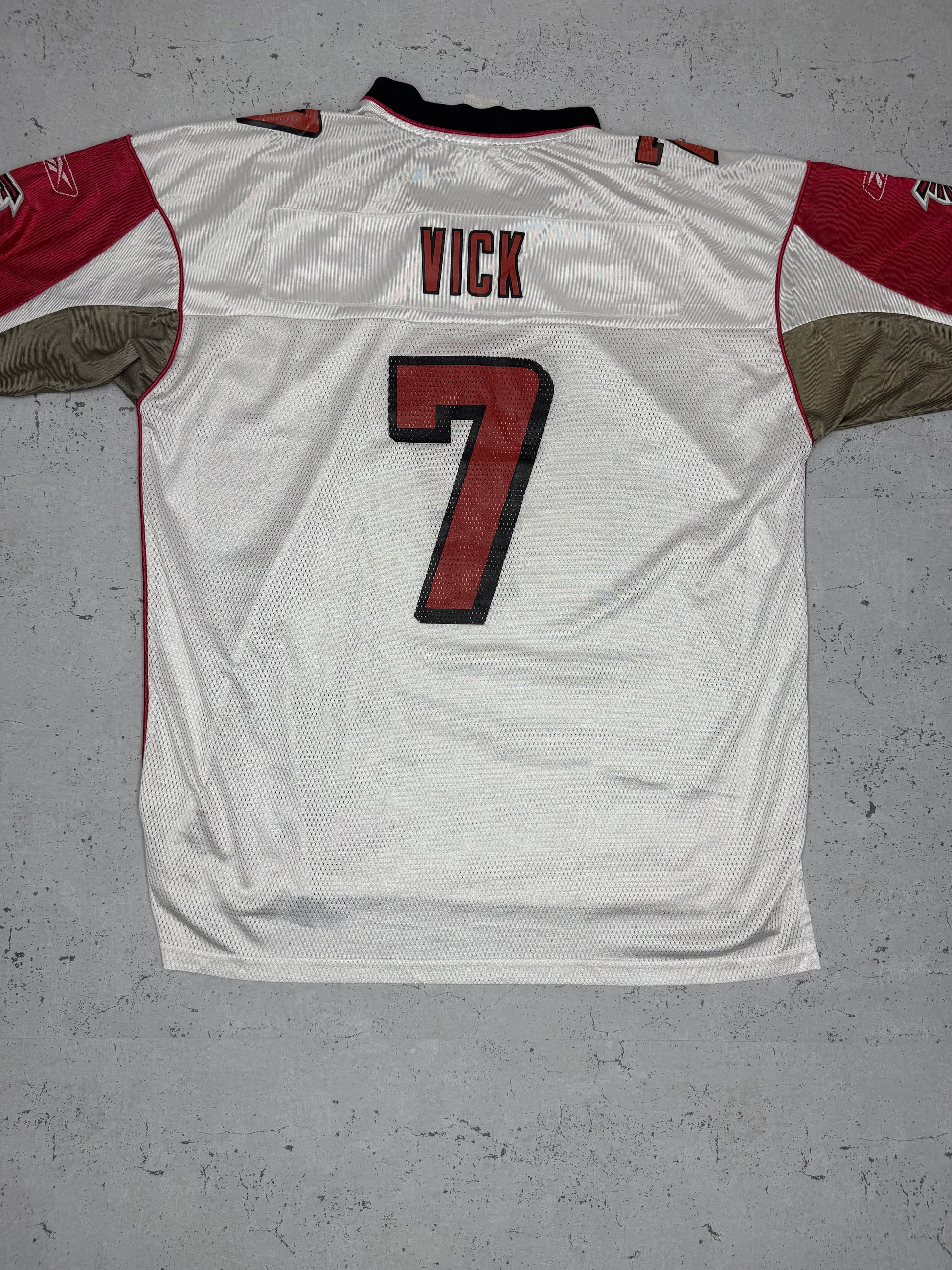 Reebok NFL Falcons Vick Vintage Trikot weiß rot XL - MonkeysVintage
