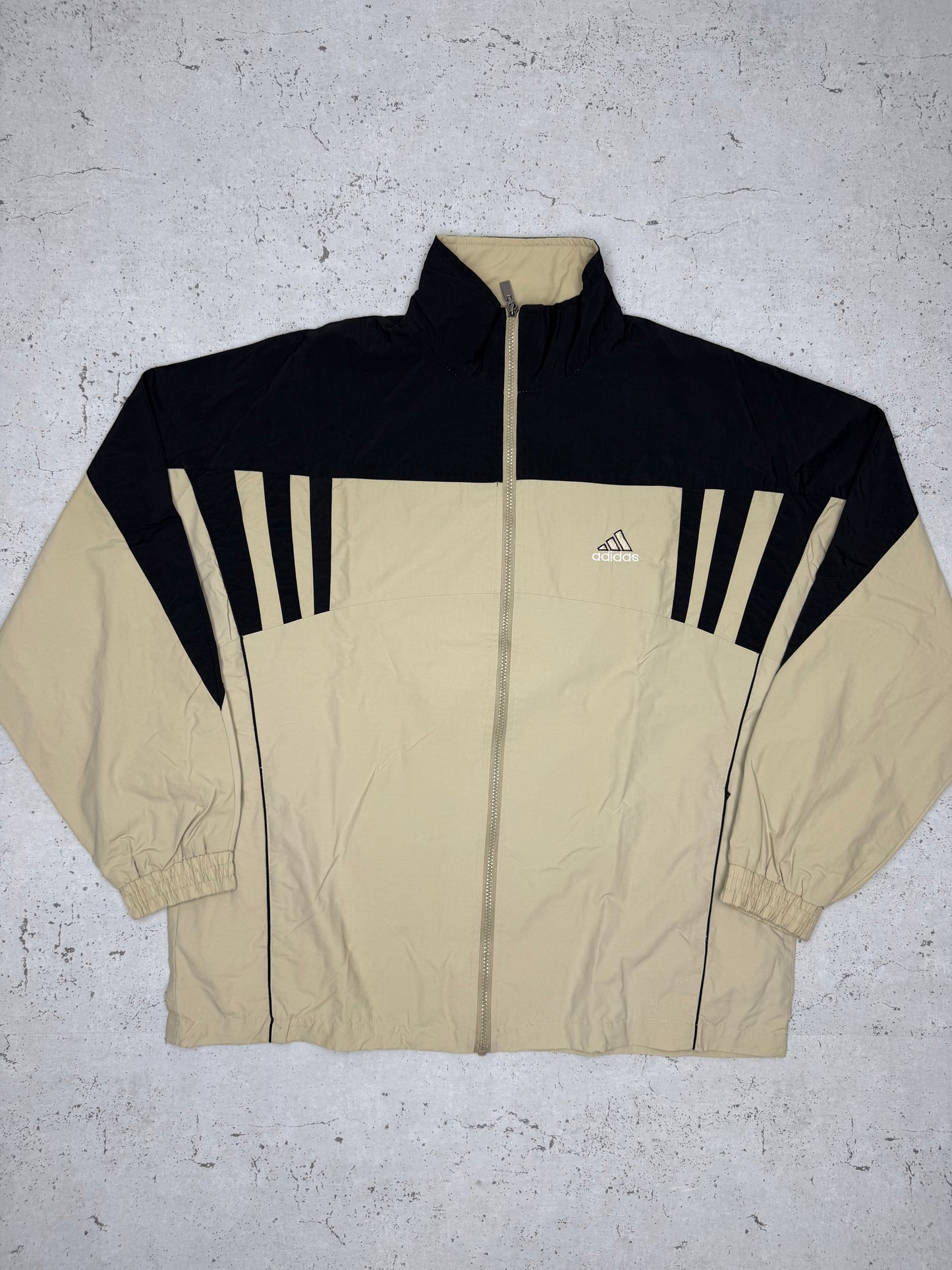 Adidas vintage Trackjacket Zipper Jacke beige schwarz L