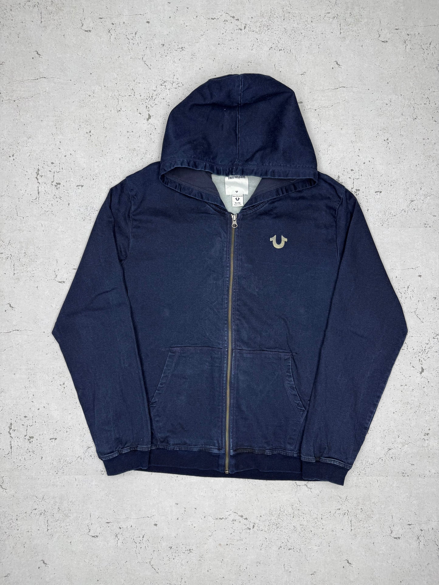 True Religion vintage Zipper Kapuzenjacke blau S