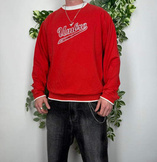 Umbro Vintage College Sweatshirt Y2K rot weiß L
