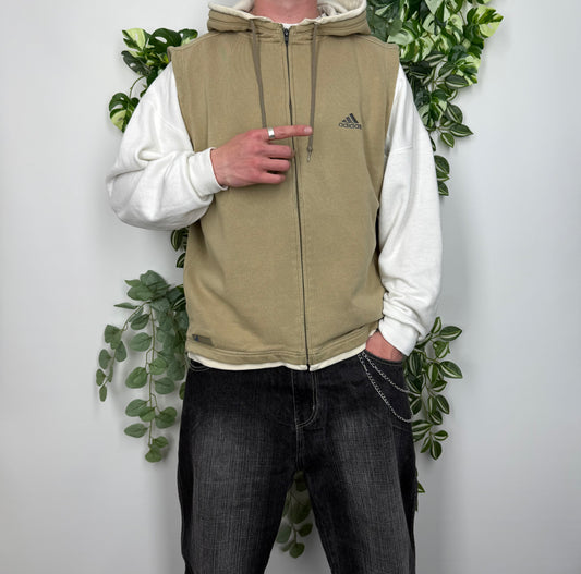 Adidas Y2K Vintage Weste Hoodie beige L