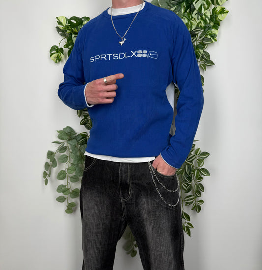 Nike Vintage sportswear Sweatshirt embroidered blau weiß L
