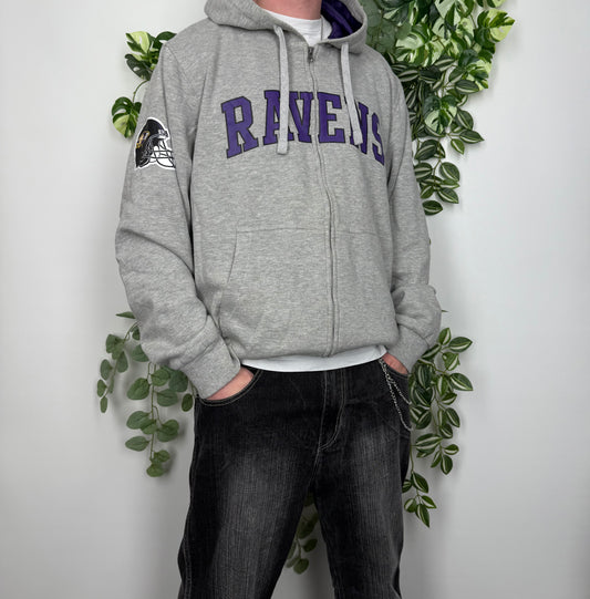 NFL Ravens Vintage heavy Zipper grau lila XL - MonkeysVintage