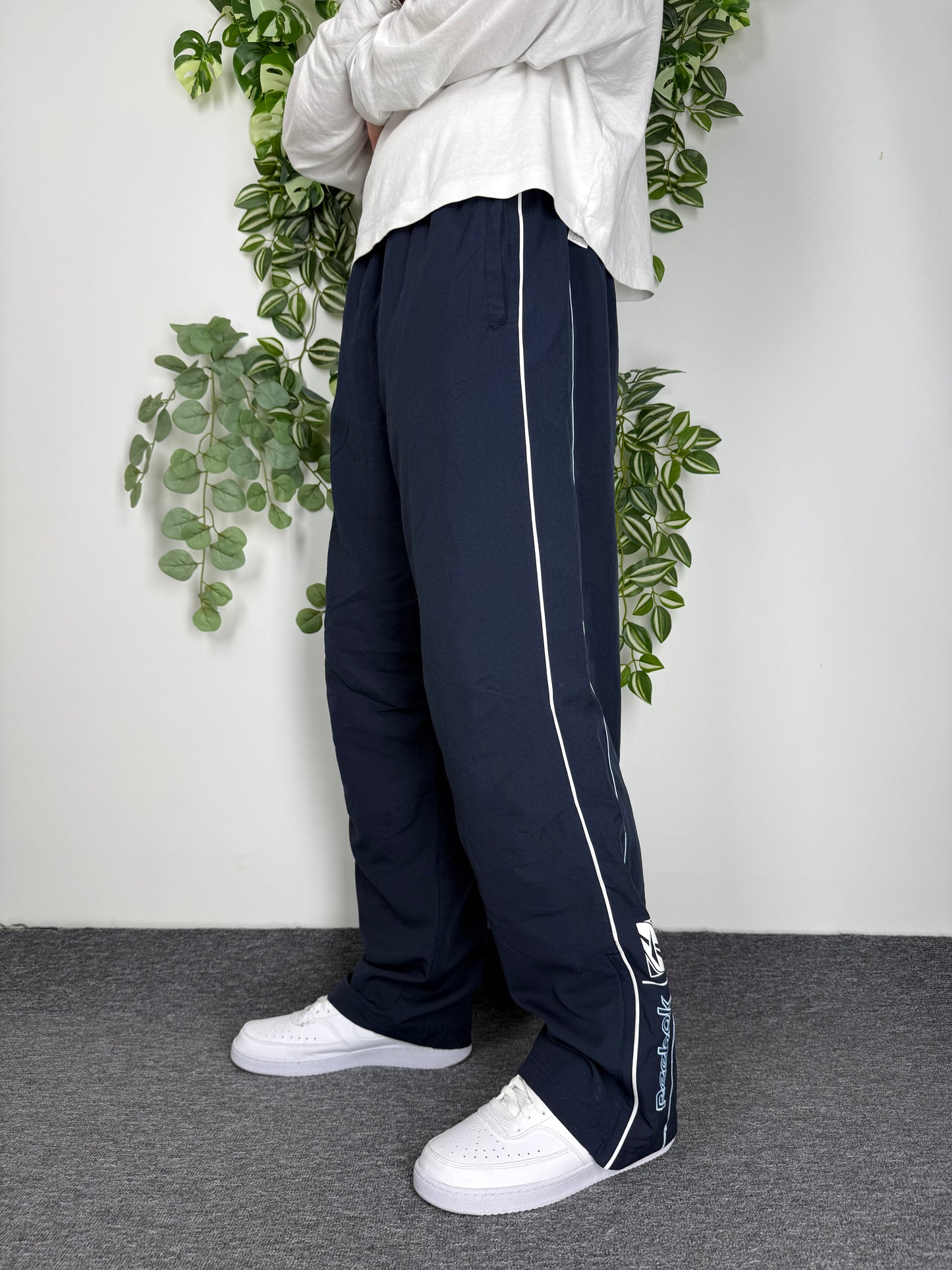 Reebok vintage Trackpants Jogginghose Baggy Fit stacked blau XL