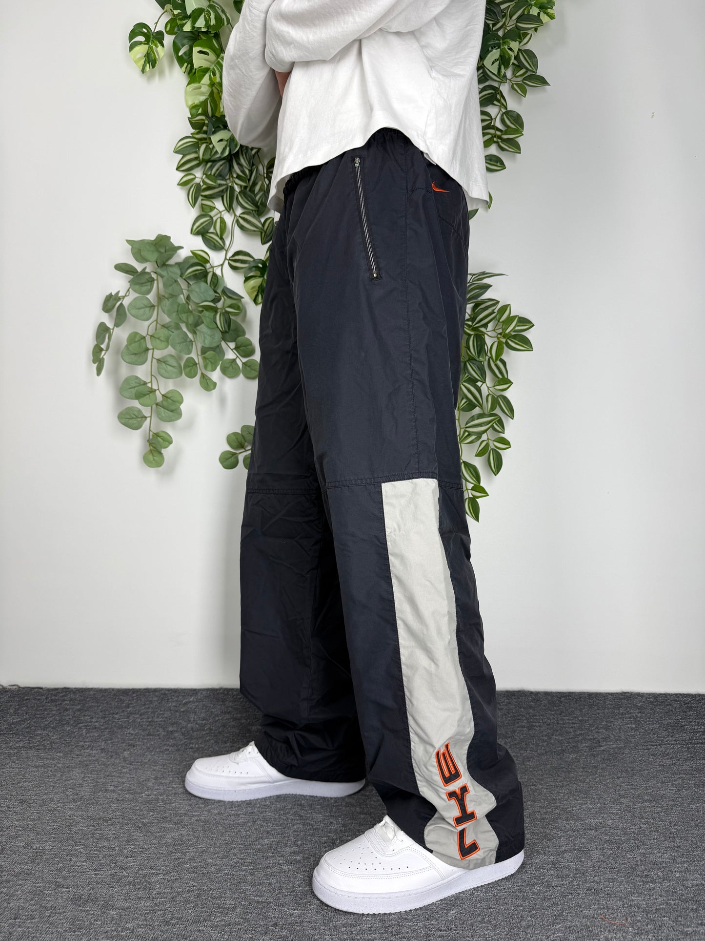 Nike rare Vintage Trackpants Jogginghose Baggy Fit stacked blau grau L