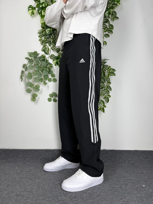 Adidas vintage Trackpants Jogginghose Baggy Fit stacked schwarz L