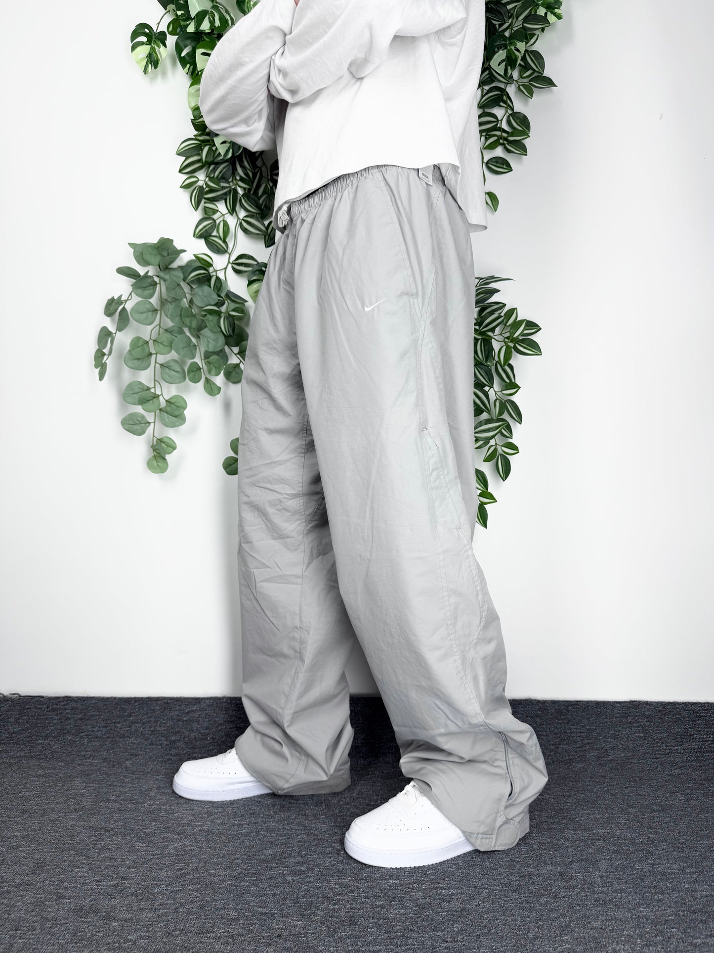 Nike vintage Trackpants Jogginghose Baggy Fit stacked grau XXL