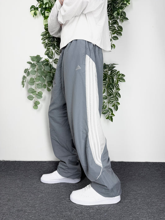 Adidas vintage Trackpants Jogginghose Baggy Fit grau weiß XXXL