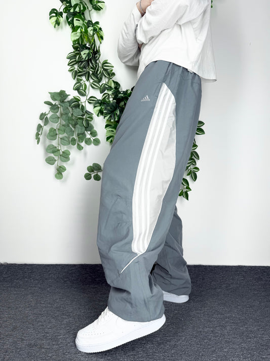 Adidas vintage Trackpants Jogginghose Baggy Fit grau weiß XXXL