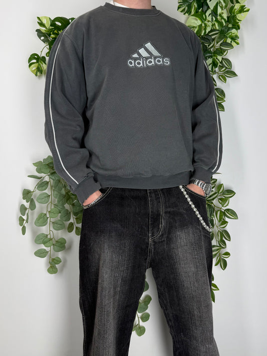 Adidas vintage Sweatshirt embroidered Logo grau M