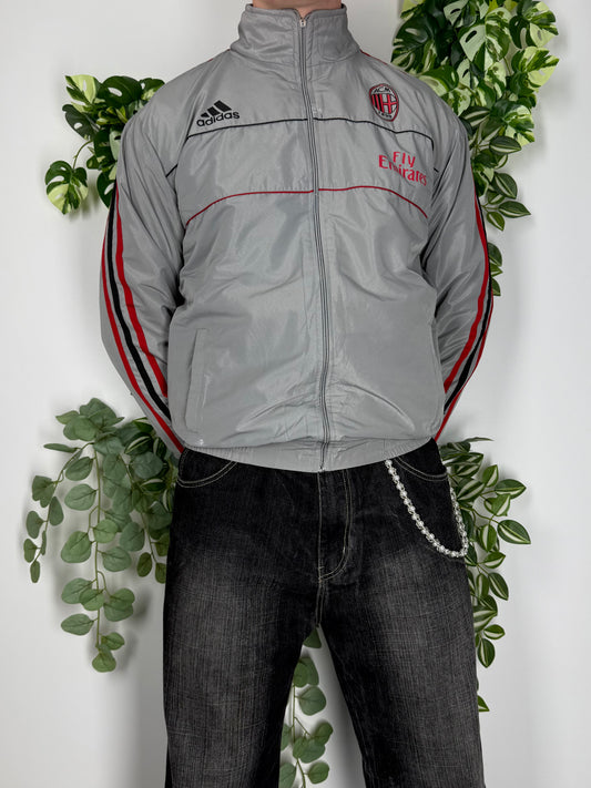 Adidas x AC Milan vintage Trackjacket gefütterte Jacke grau rot M