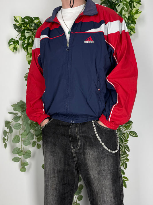 Adidas vintage Trackjacket Windbreaker Jacke blau rot L