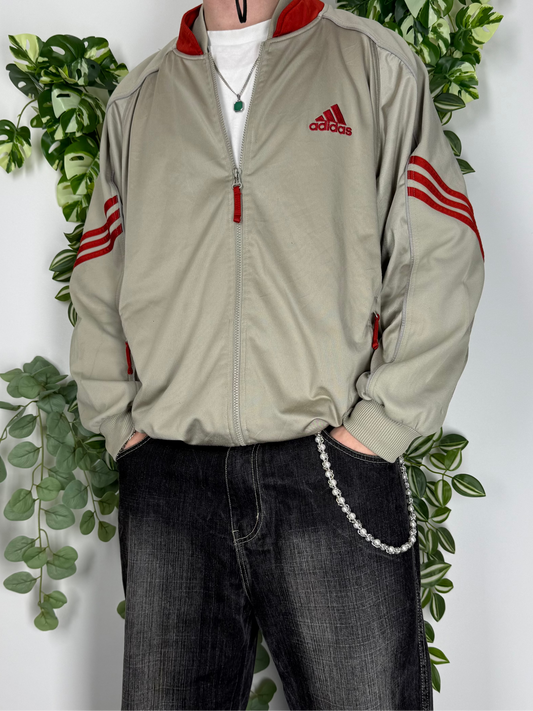 Adidas vintage Y2K big Logo Trackjacket Zipper Jacke rot beige L