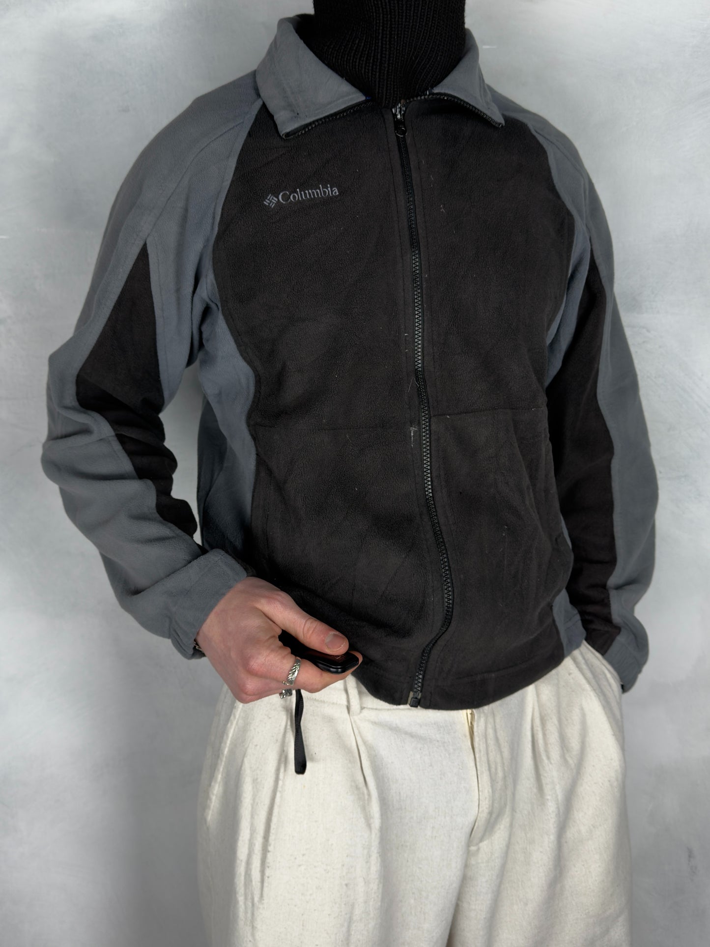 Columbia vintage Fleece Jacke Zipper schwarz M