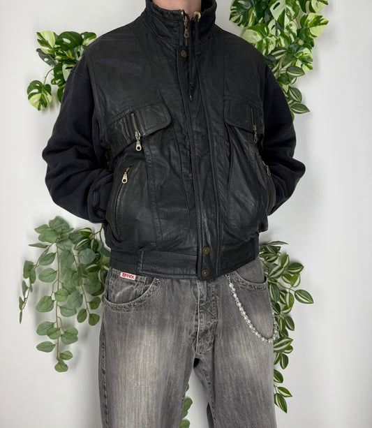 Trapper Vintage Y2K Lederweste Streetwear 48 M