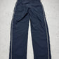 Nike Vintage Trackpants in Navy mit Creme Piping, Größe L, Rückansicht
