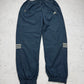 adidas Vintage Trackpants in Navy mit goldenem Logo, Größe L, Vorderansicht