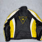 Dainese Vintage Lederjacke Mottoradjacke schwarz gelb M - MonkeysVintage
