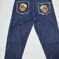 Red Monkey Vintage Baggy Y2K embroidered Jeans blau W40 - MonkeysVintage