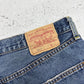Levis 501 Vintage Jeans in Mid Blue, Lederpatch mit Größenangabe W34