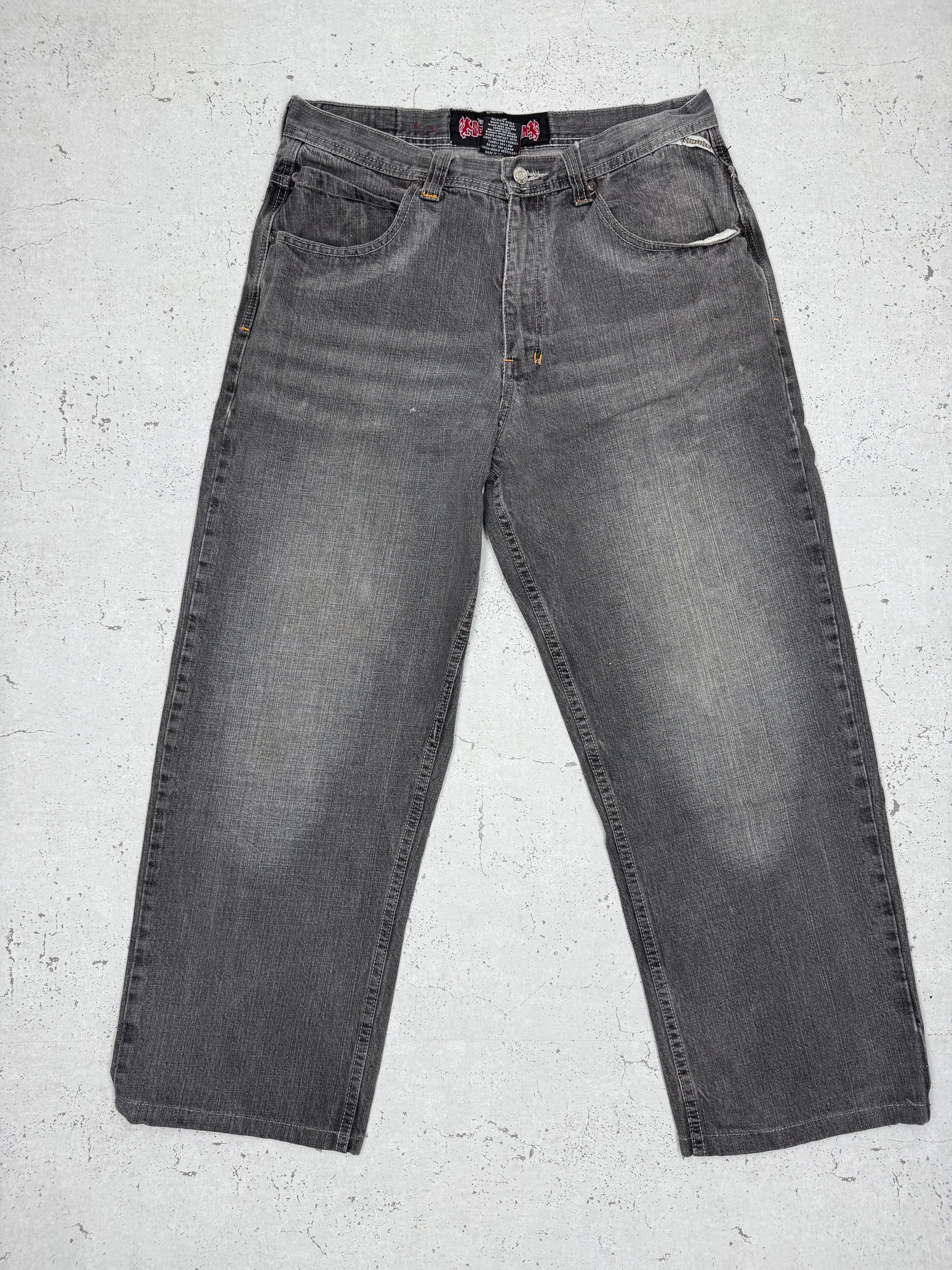 SecondSkin Y2K Vintage Baggy embroidered Jeans W34 L32 - MonkeysVintage