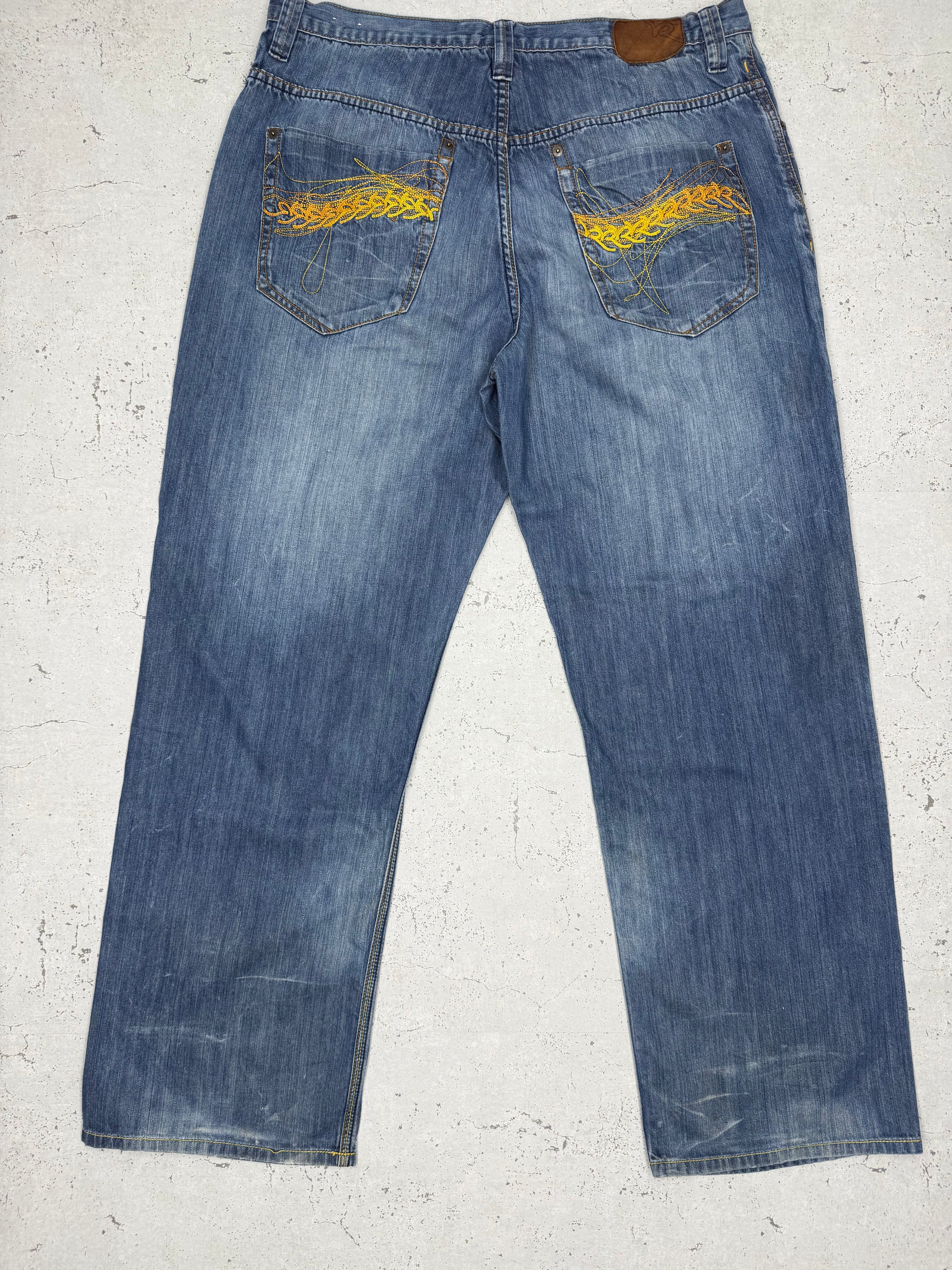 Roca Wear Y2K Vintage Baggy Jeans embroidered Hip Hop blau W38 L34 - MonkeysVintage