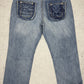 Eight 732 Vintage Y2K Baggy embroidered Jeans blau W44 L34 - MonkeysVintage