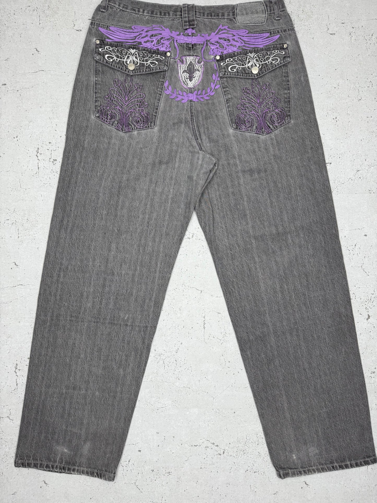 Old Skool Y2K Vintage Baggy Jeans grau W38 L34 - MonkeysVintage