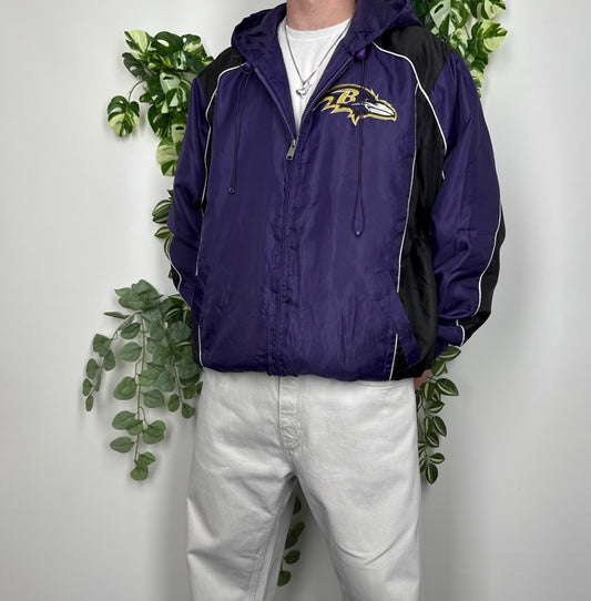 NFL Baltimore Ravens Vintage Windbreaker Jacke lila schwarz XL - MonkeysVintage