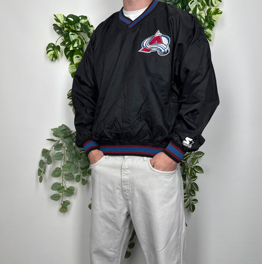 Starter NHL Avalanche Vintage Windbreaker Sweater schwarz M - MonkeysVintage