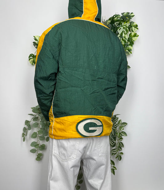NFL Green Bay Packers Football Vintage Jacke gefüttert grün gelb S - MonkeysVintage