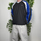 Nike Vintage Spellout Big Swoosh Sweater Windbreaker blau schwarz L - MonkeysVintage