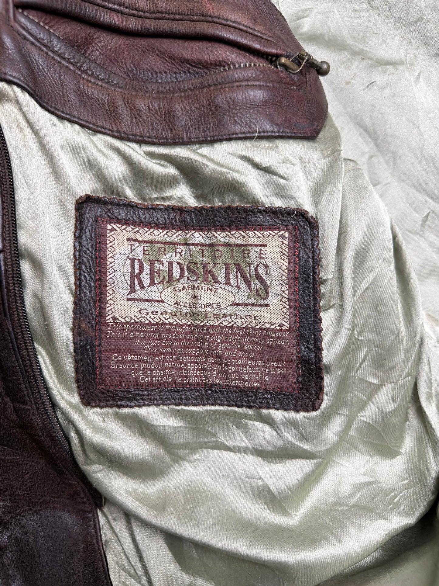 Redskins Lederjacke Vintage Bomberjacke in Braun, Größe XXL, Etikett