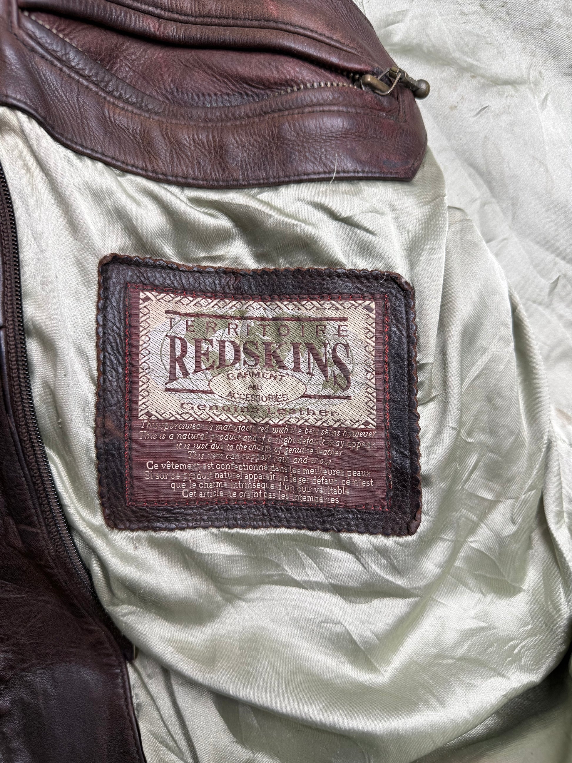 Redskins Lederjacke Vintage Bomberjacke in Braun, Größe XXL, Etikett