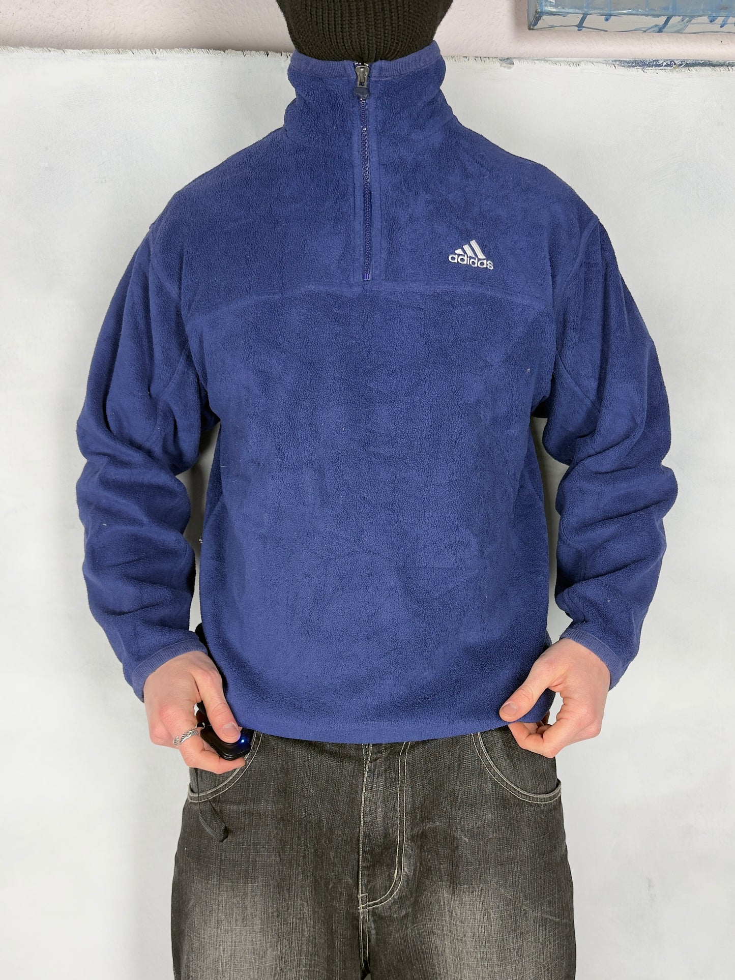 Adidas vintage Fleece Zip Sweatshirt Sweater blau M